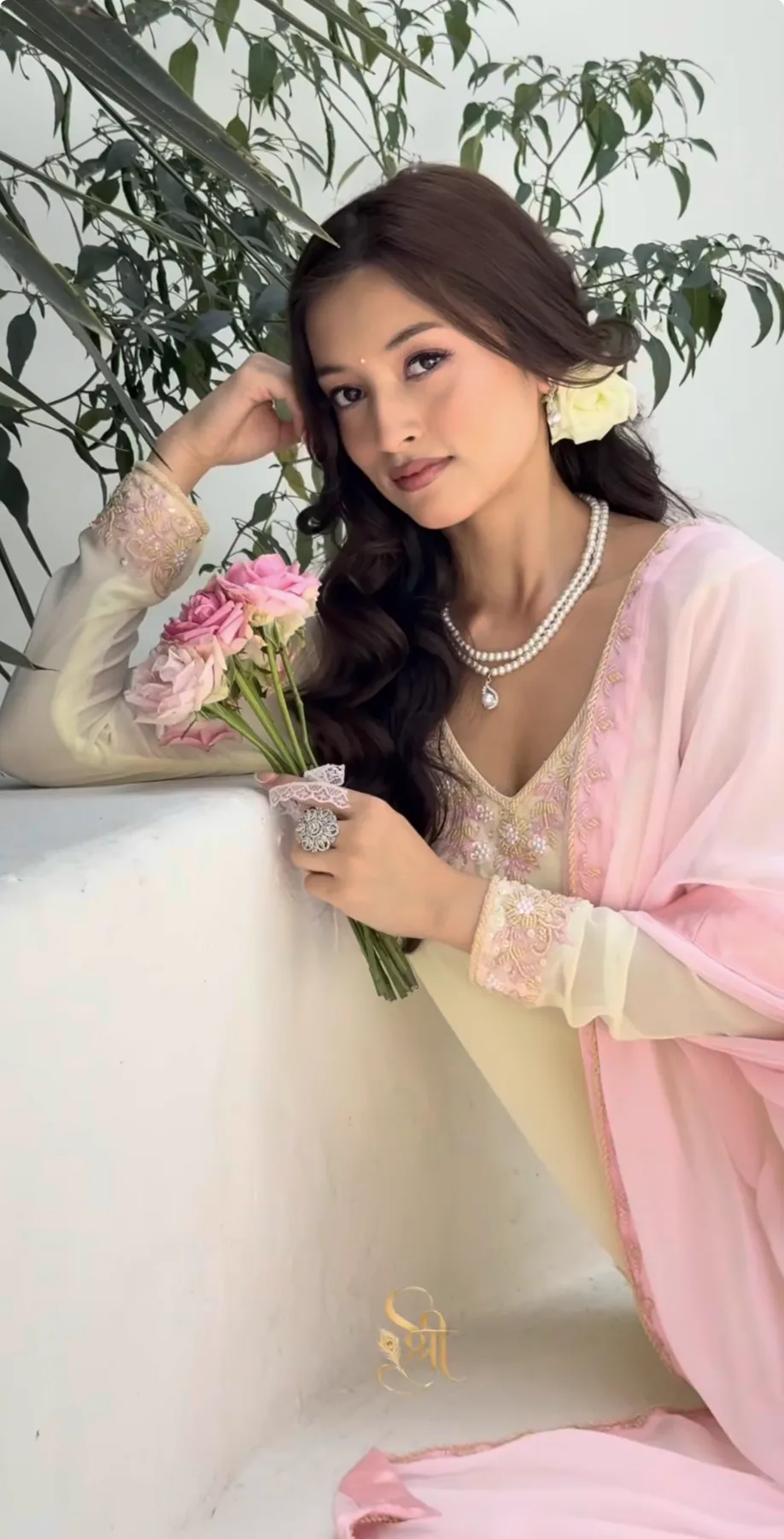 Shreedha campaign portrait with flowers